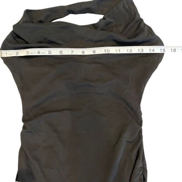 Nicole Miller Dress Matte Black Jersey Ruched Halter Cowl Drape Neck Size 0 - Picture 9 of 13